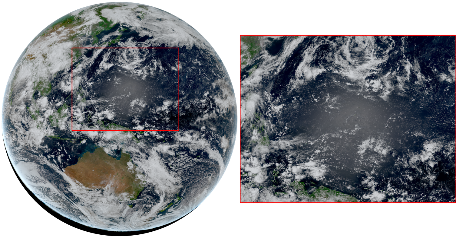 Sunglint example from Himawari true-color image